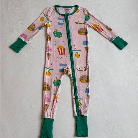 Angel Dear Bamboo Ice Cream and Snacks Print Zippered Footie Pajama 12-18 Months - Picture 1 of 6